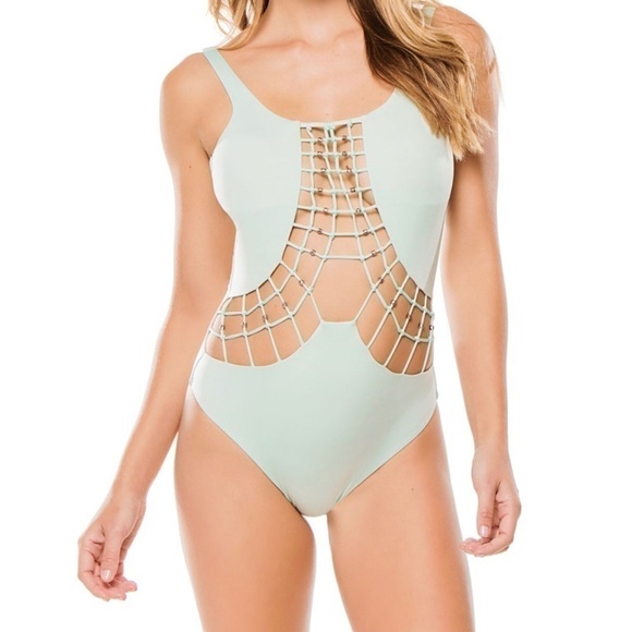 DOLCE Vita Beaded Macrame Cutout Swimsuit - Picture 1 of 9